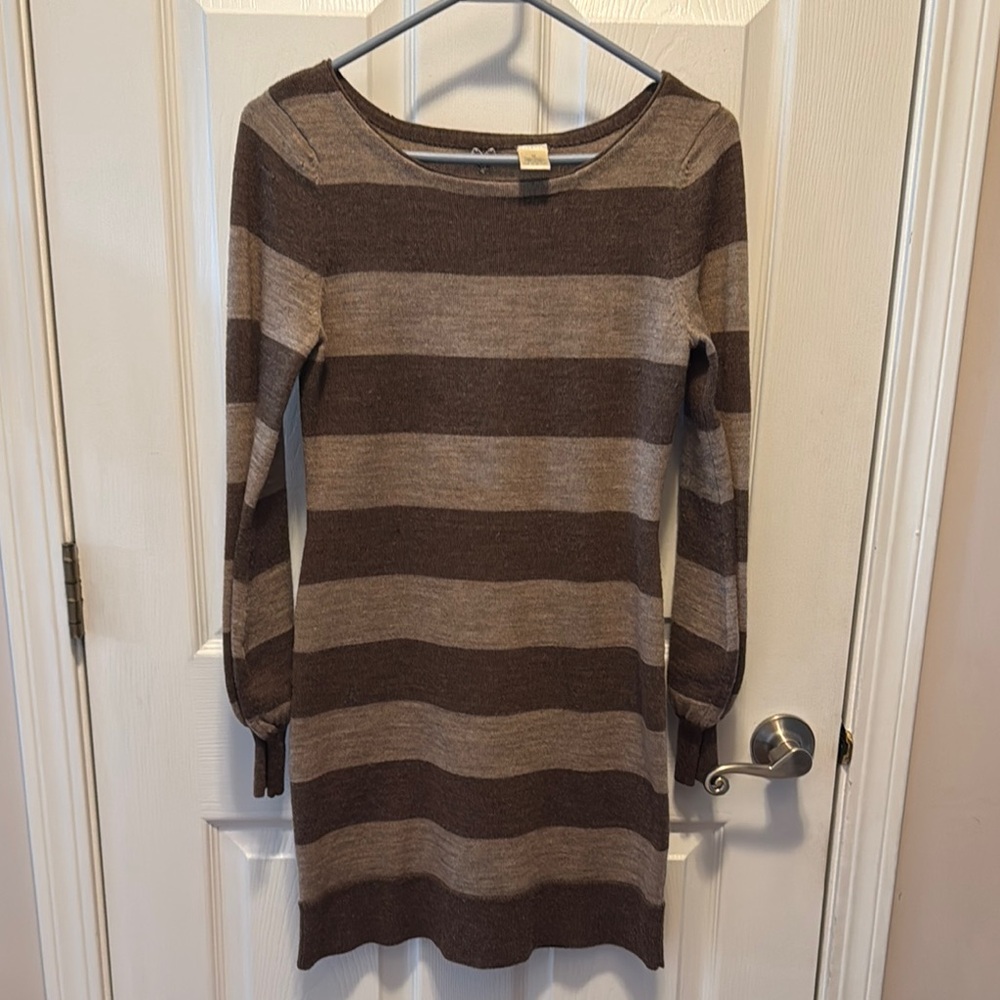 Chic Brown and Tan Sweater Dress